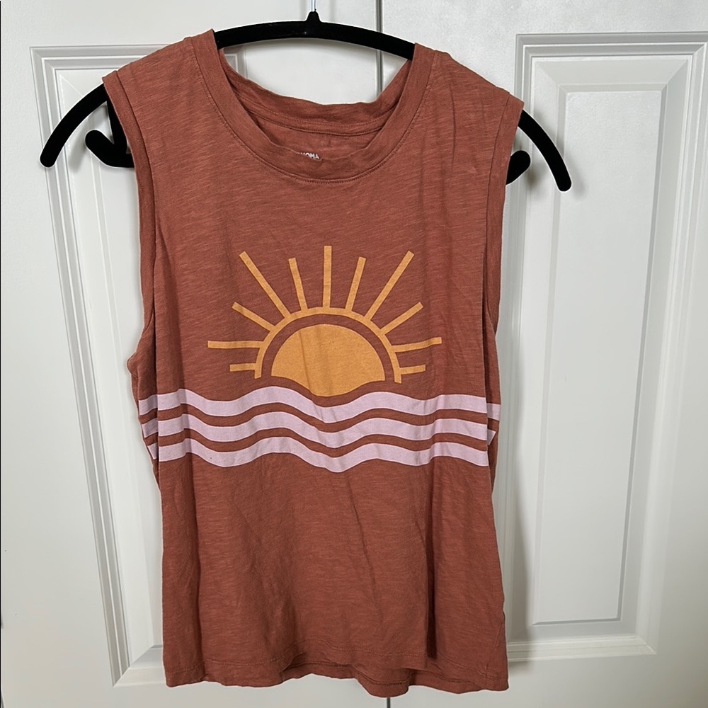 Sonoma Sleeveless Muscle Tee with Sunset Graphic